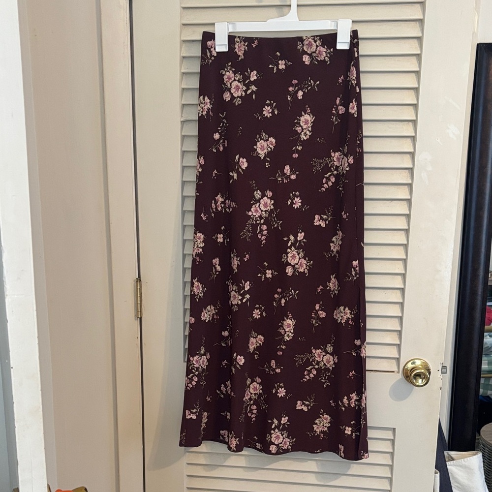 Altar'd State Dark Red Floral Maxi Skirt
